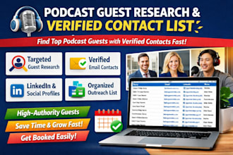 find podcast guests and build verified contact outreach list