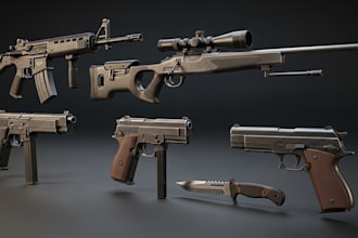 create a realistic 3d gun model, weapon design, weapon model, roblox gun
