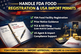 handle fda food facility registration and USA import permit for food products