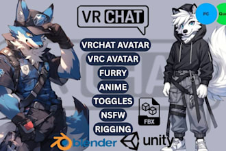 create vrc avatar, vrchat avatar, vr character fursona vrc furry nsfw avatar vr