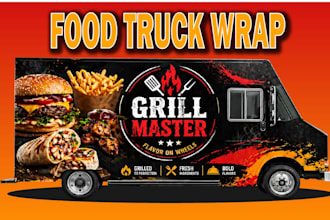 create a unique and custom food truck wrap  food trailer wrap
