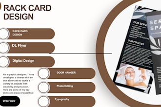 design a professional rack card, dl flyer, door hanger, and postcard