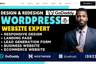 design godaddy website redesign wordpress ecommerce bluehost hostinger website