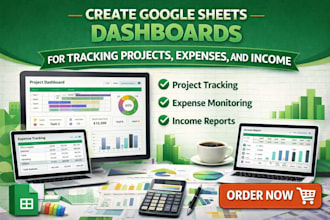 create google sheets dashboards for tracking projects, expenses, and income
