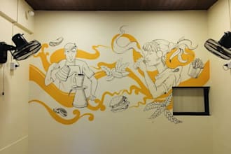 create professional mural, wall art, doodle decals for restaurant kids room