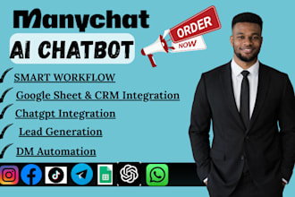 create manychat chatbot automation for instagram dm, messenger and crm