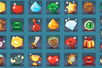 design pixel art icons, game assets, items and vfx animation
