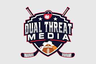do modern football, basketball, soccer, softball, sports, tennis logo for you