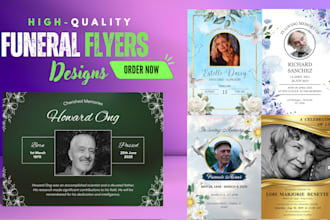 design modern funeral flyer, obituary, and memorial program very fast