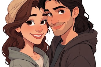 illustrate a romantic family couple portrait