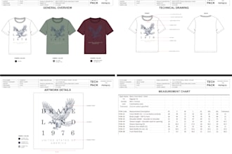 make professional technical drawing and tech packs for you