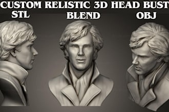 custom 3d head 3d bust 3d sculpture figurine potrait 3d head figure 3d face stl