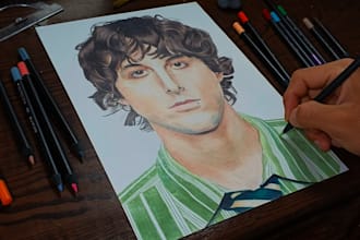 draw a realistic custom portrait in pencil or color