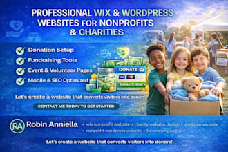 wix nonprofit,website charity website crowdfunding wix website donation set up