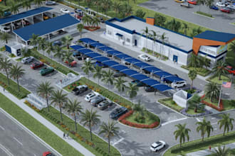 design 3d automatic car wash, touchless car wash, vacuum station, car wash bay