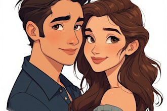 draw romantic cute couple portrait