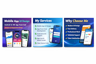 design modern mobile app UI and front end for android and ios
