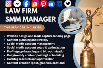 law firm social media marketing manager attorney notary lawyer leads website