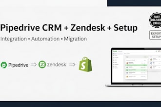 setup and integrate pipedrive CRM and zendesk for your shopify store