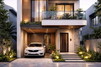 design modern house exterior and architectural 3d rendering