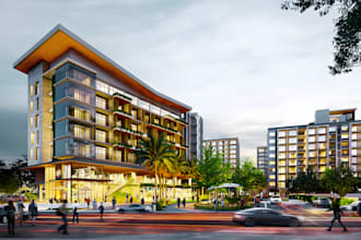 create 3d design for condominium and residential tower