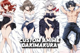 draw custom anime dakimakura fan art original character body pillow vtuber art