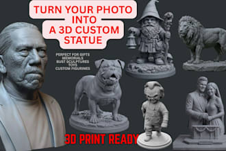 sculpt custom 3d figurine, portrait bust or pet statue using zbrush