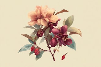 paint botanical illustration plants, fruits, flowers, vegetables, herbs, leaves