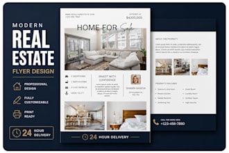design modern real estate flyers, property brochures, and realtor ads