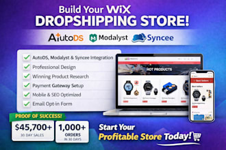design wix dropshipping store website via autods modalyst syncee cjdropshipping