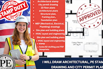 draw stamp architectural, pe stamped drawings, mep, city permit plan, floor plan