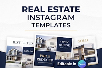 design editable instagram carousel canva templates for real estate agents