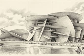 draw an architectural sketches or building illustrations