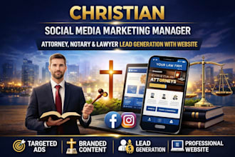 christian social media marketing manager attorney notary lawyer leads website