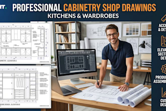 create professional cabinetry shop drawings for kitchens and wardrobes