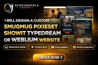 design a custom smugmug pixieset showit typedream or weblium website