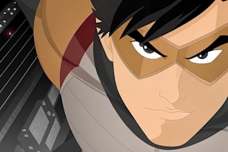 do concept art superhero character for anime style comic