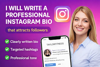 write a professional instagram bio that attracts followers