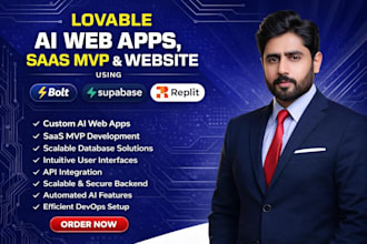 develop lovable ai web apps, saas mvp and website using bolt, supabase, replit