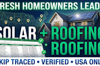 provide fresh new homeowners leads list for solar roofing with skip tracing USA