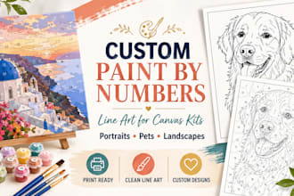 create paint by numbers designs and line art for canvas kits
