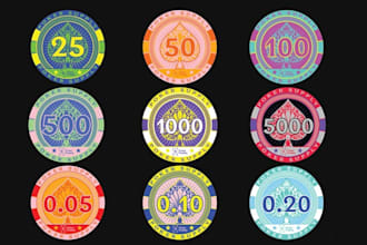 design professional minimalist poker chip or game, poker logo