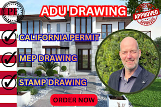 adu drawing,stamp drawing,california permit,mep drawing,garage conversion