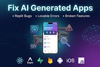 fix react native bugs, expo errors, firebase issues in mobile app