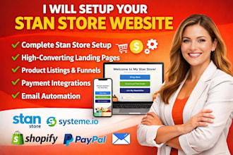 setup stan store stan store setup stan store website systeme io landing page