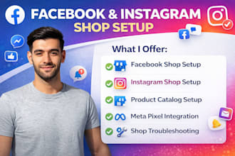 setup facebook shop, instagram shop, tiktok shop with shopify dropshipping store