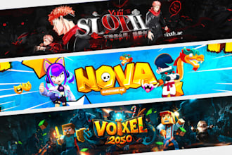 design professional anime, gaming or esports youtube banner