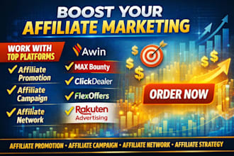 set up affiliate marketing campaigns on awin, max bounty, and flex offers
