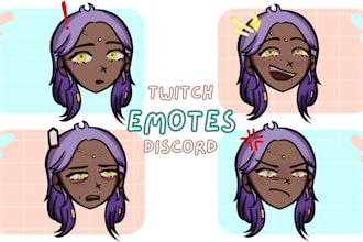 draw custom cute twitch and discord emotes for streamers