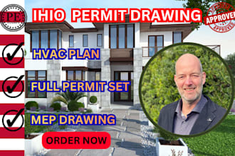 ihio permit ready drawing,hvac pan,mep drawing,full permit set,usa stamp